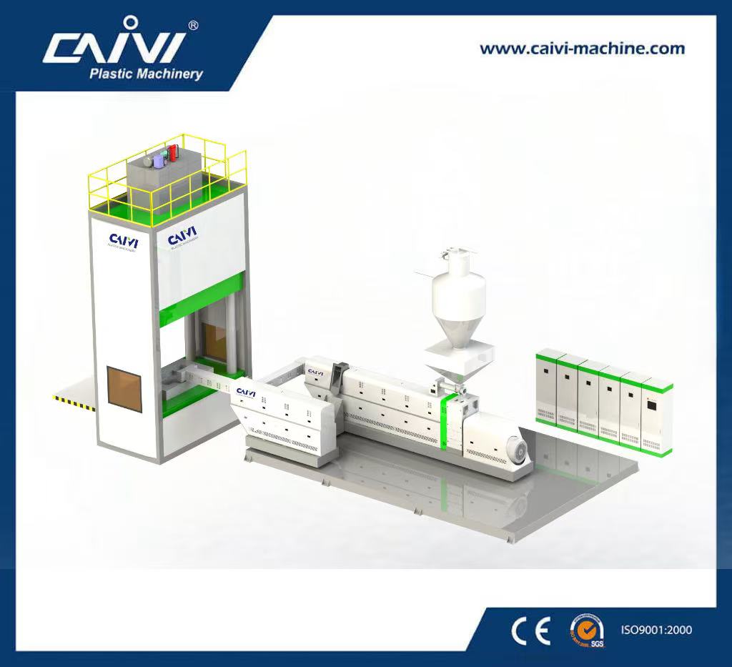 一出一廢舊塑料擠出模壓成套設備